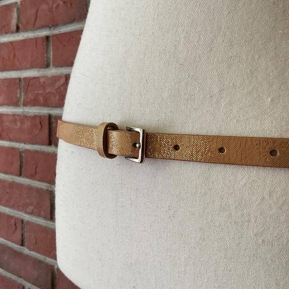 J.Crew Metallic Gold Leather Adjustable Belt Size M NEW - Picture 4 of 12